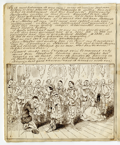 135572 Afbeelding van een pagina met een tekening van een scene uit de opera Euryanthe van Carl Maria von Weber, op 25 ...